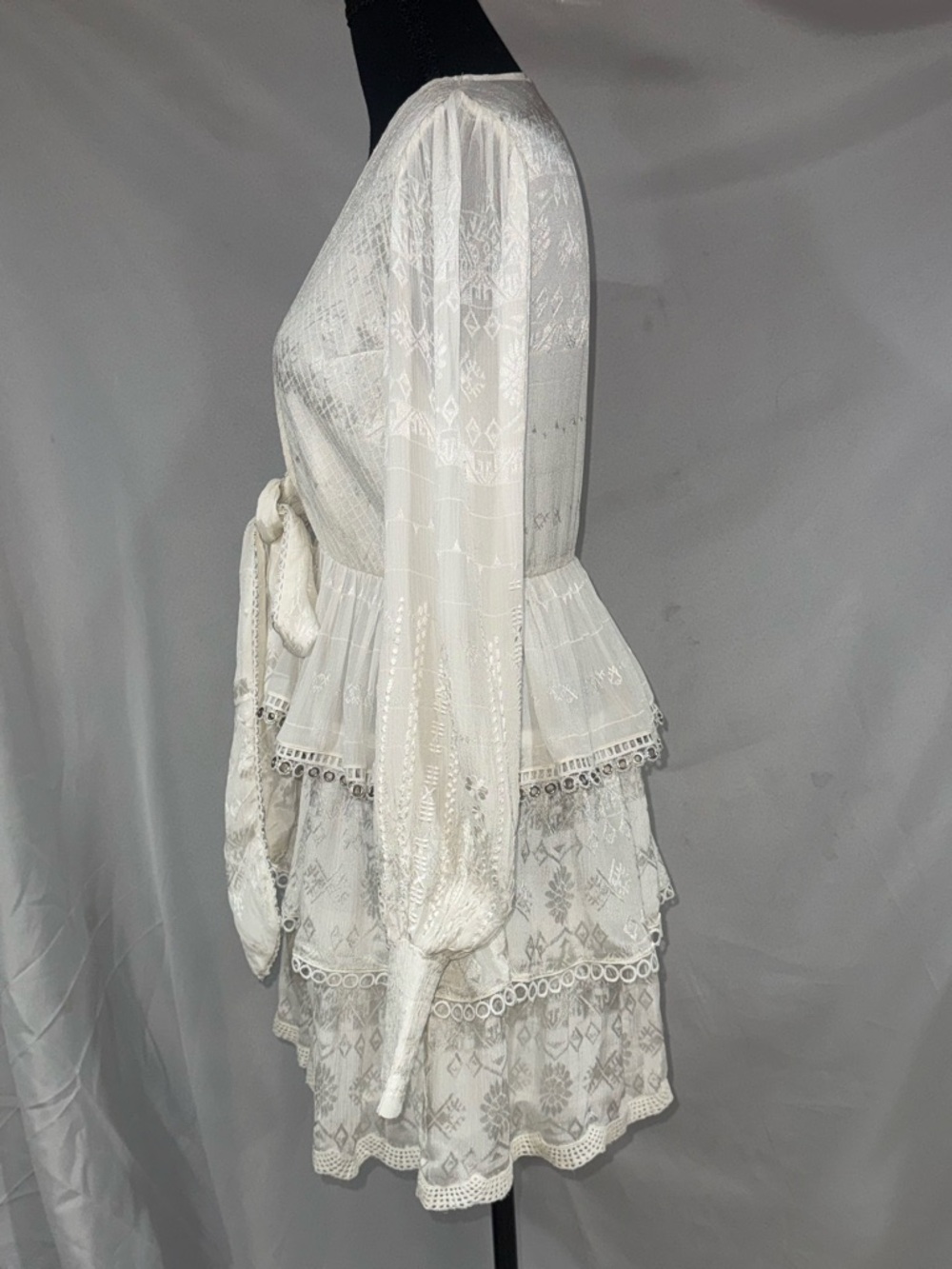 HEMANT & NANDITA Ivory White Lace Mini Dress - Picture 4 of 16